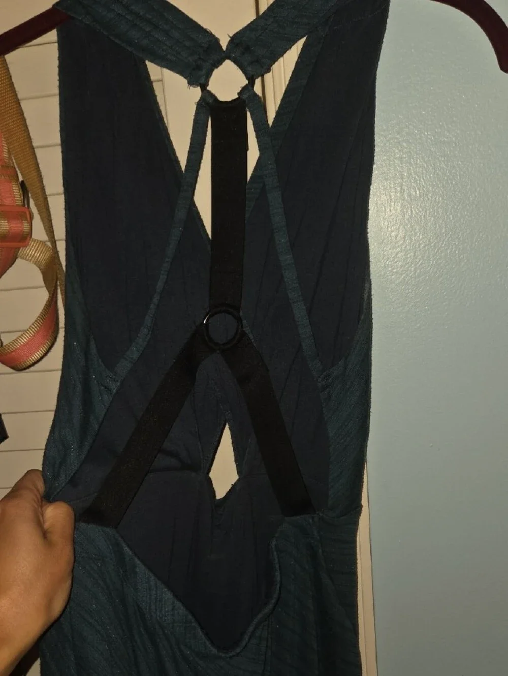 Free People Backless Maxi Dress in Navy Blue Stripe Pattern - Picture 8 of 14
